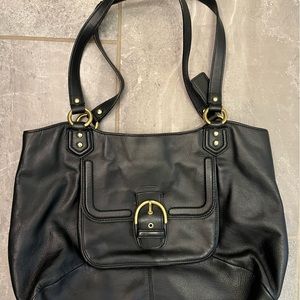 Coach black leather small tote / shoulder bag